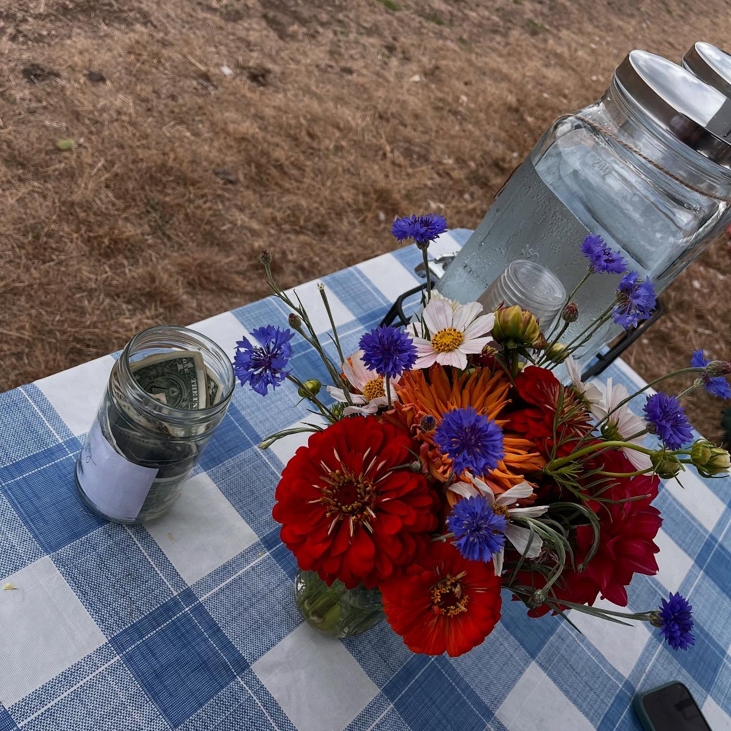 Flowers at the HoneyBerry market table