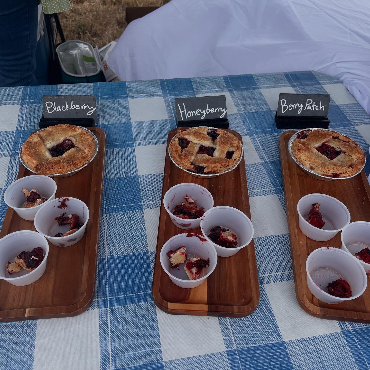 HoneyBerry pies displayed for the Marionberry menu card